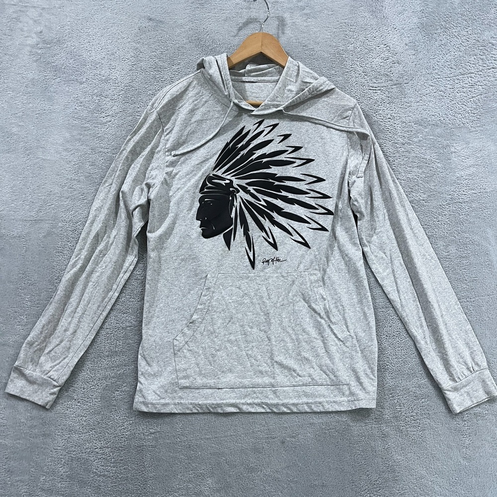 Ring of Fire Hoodie Mens M Native Chief Headdress Graphic Pullover Streetwear